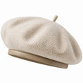 Béret taille unique en textile beige à texture tissée style classique
