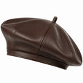 Béret taille unique en similicuir marron style classique