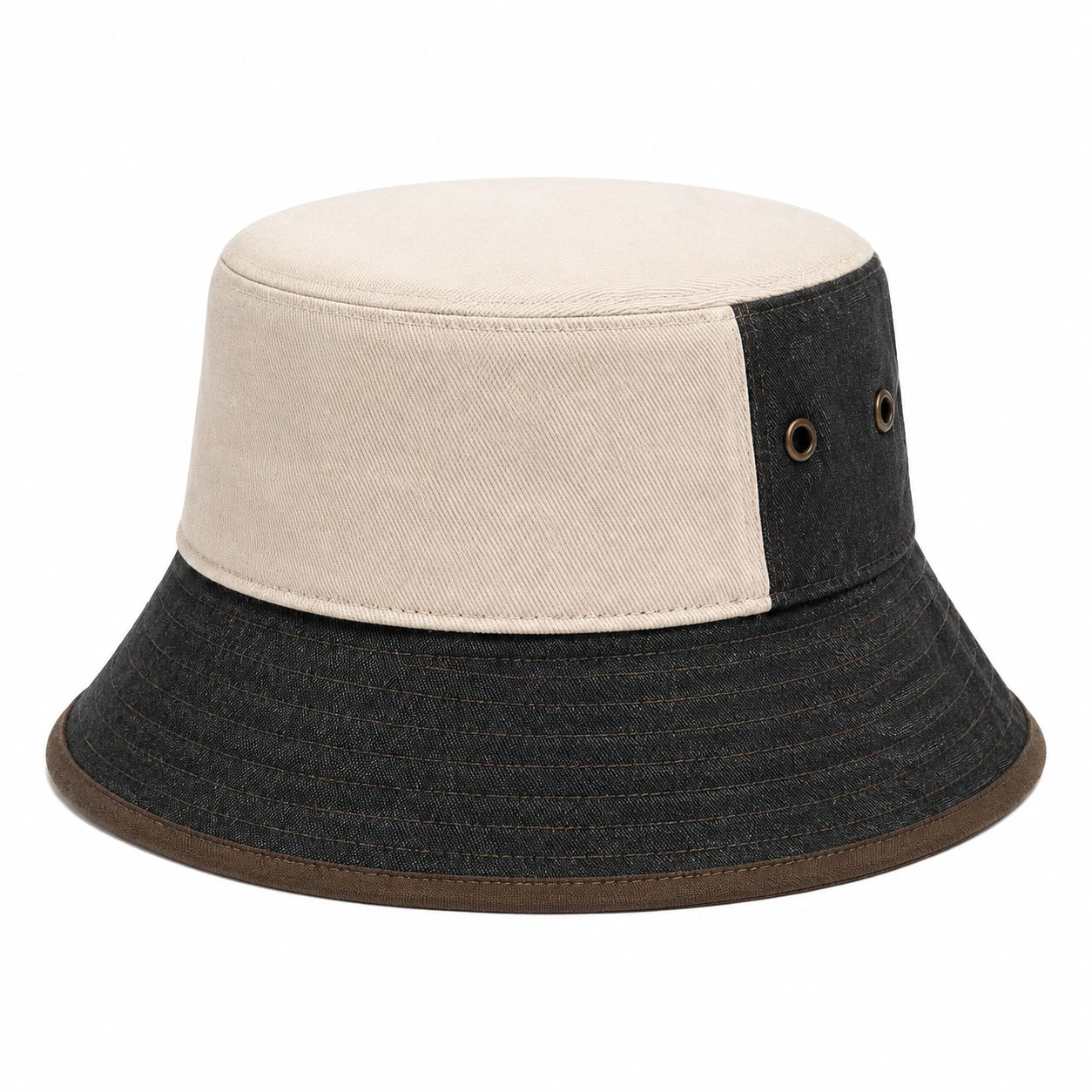 Chapeau bob taille unique en coton beige noir style décontracté