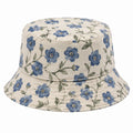 Chapeau bob taille unique en tissu écru bleu et vert à motif floral décontracté