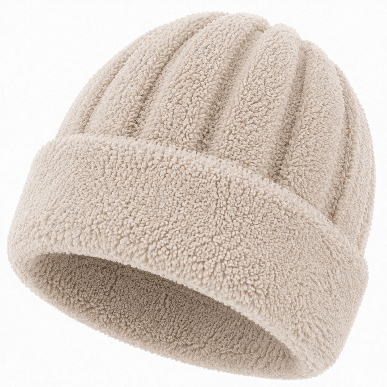 Bonnet taille unique en textile bouclé écru pour usage quotidien style décontracté