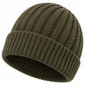 Bonnet taille unique en maille vert kaki à revers côtelé