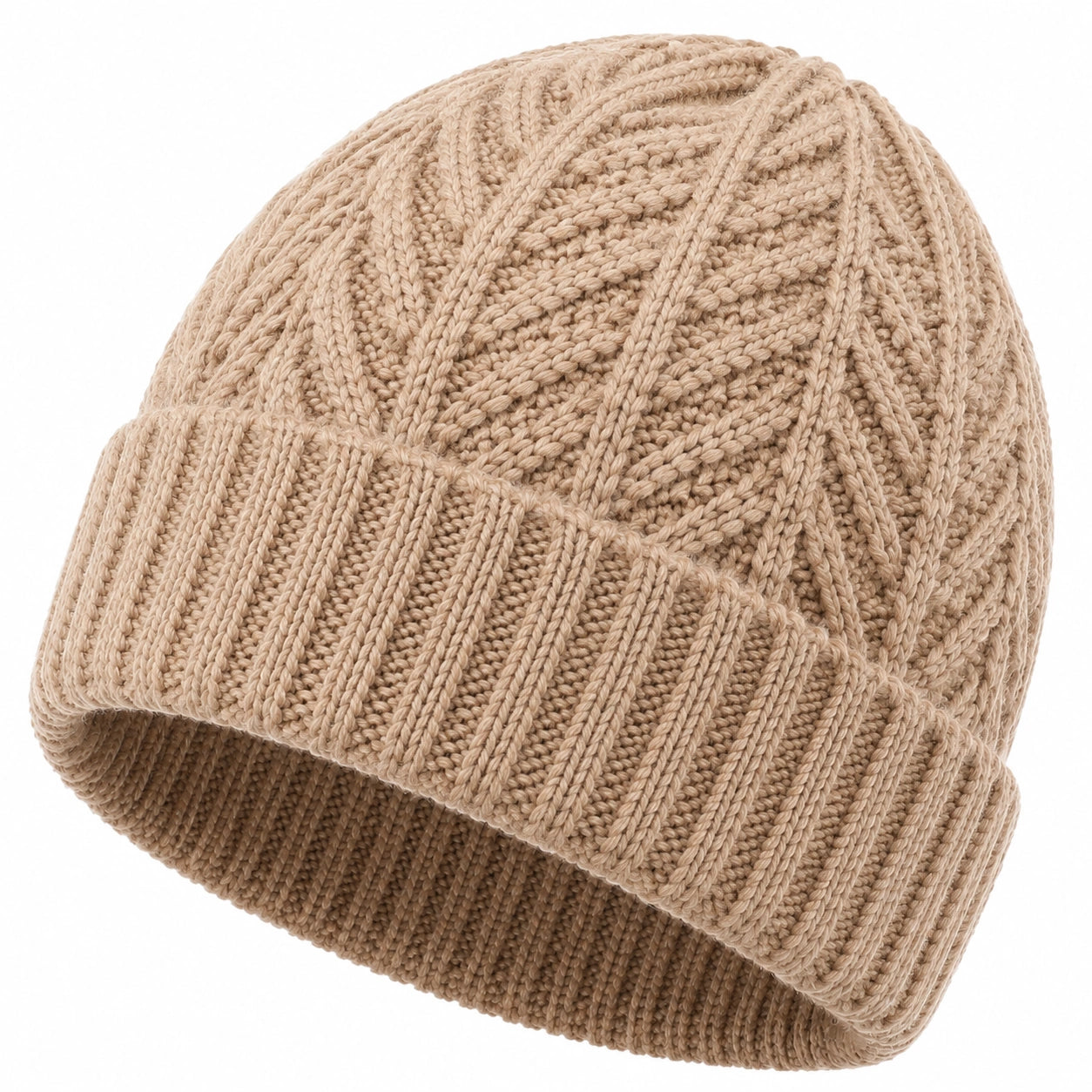 Bonnet taille unique en maille beige à revers style torsadé