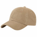 Casquette taille unique en tissu côtelé beige - visière courbée ajustable