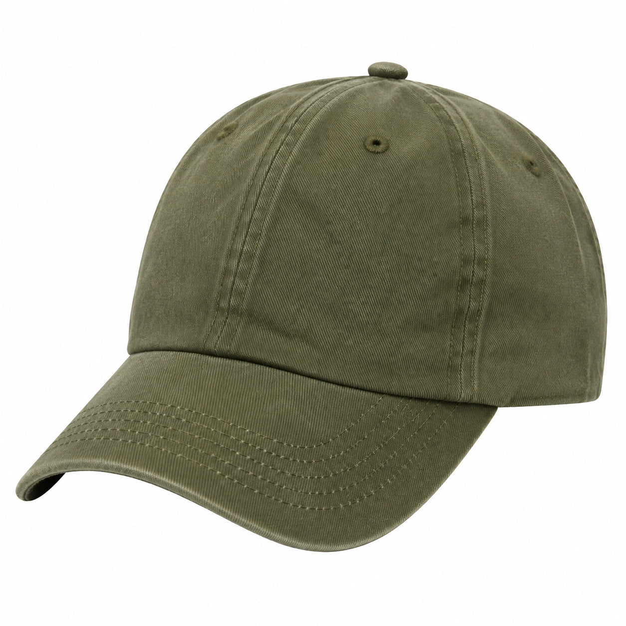 Casquette taille unique en coton vert kaki à visière courbée style décontracté