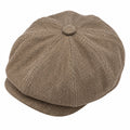 Casquette gavroche taille unique tissu marron à chevrons style vintage