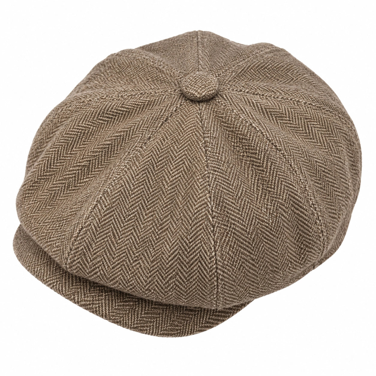 Casquette gavroche taille unique tissu marron à chevrons style vintage