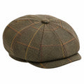 Casquette gavroche taille unique en tissu à carreaux vert olive style classique