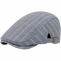 Casquette plate taille unique textile bleu rayé ajustable style urbain