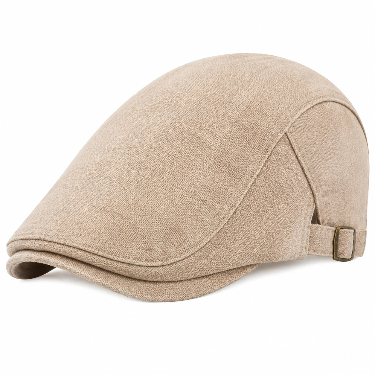 Casquette plate taille unique en tissu beige réglable style classique