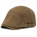 Casquette plate taille unique en tissu marron style vintage réglable