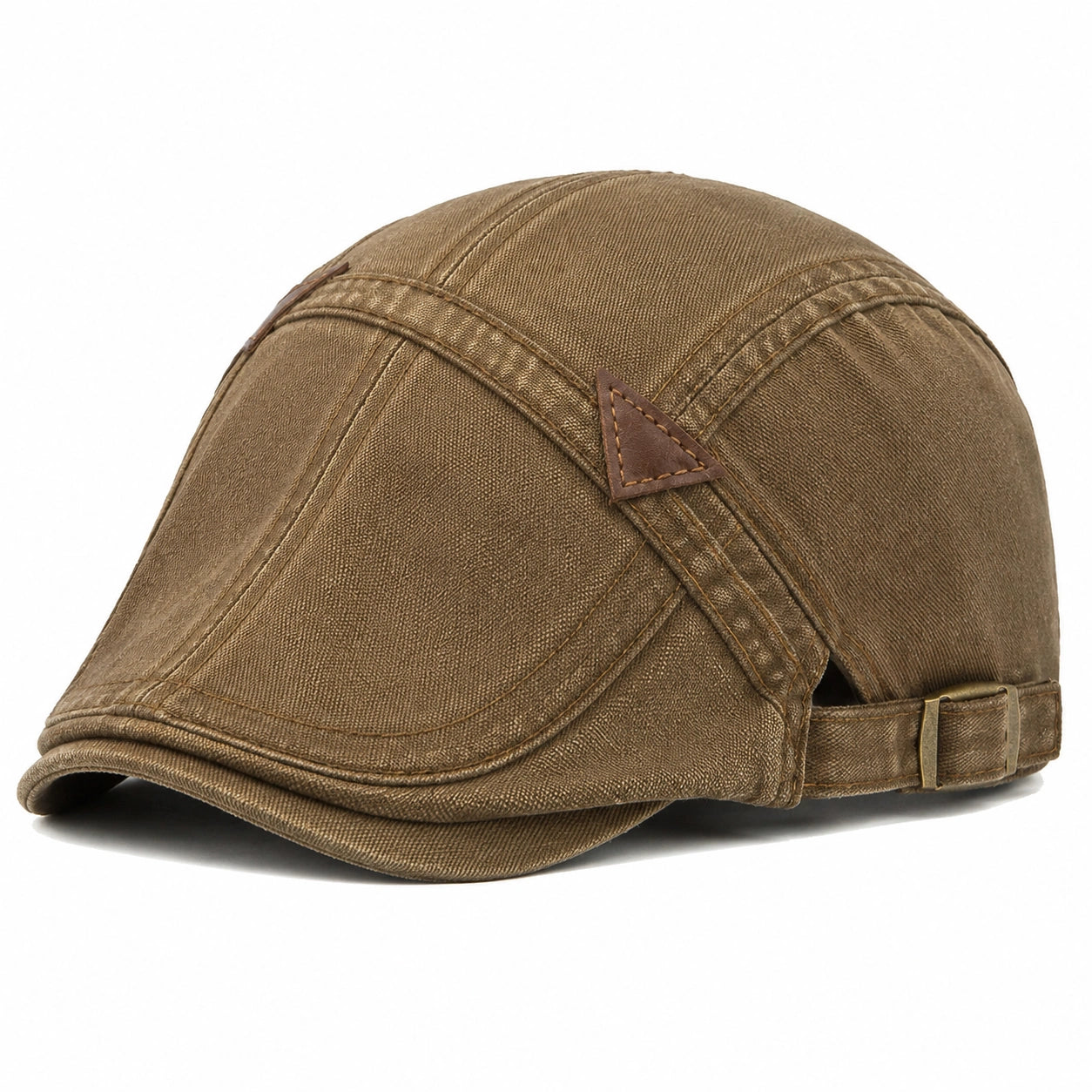 Casquette plate taille unique en tissu marron style vintage réglable