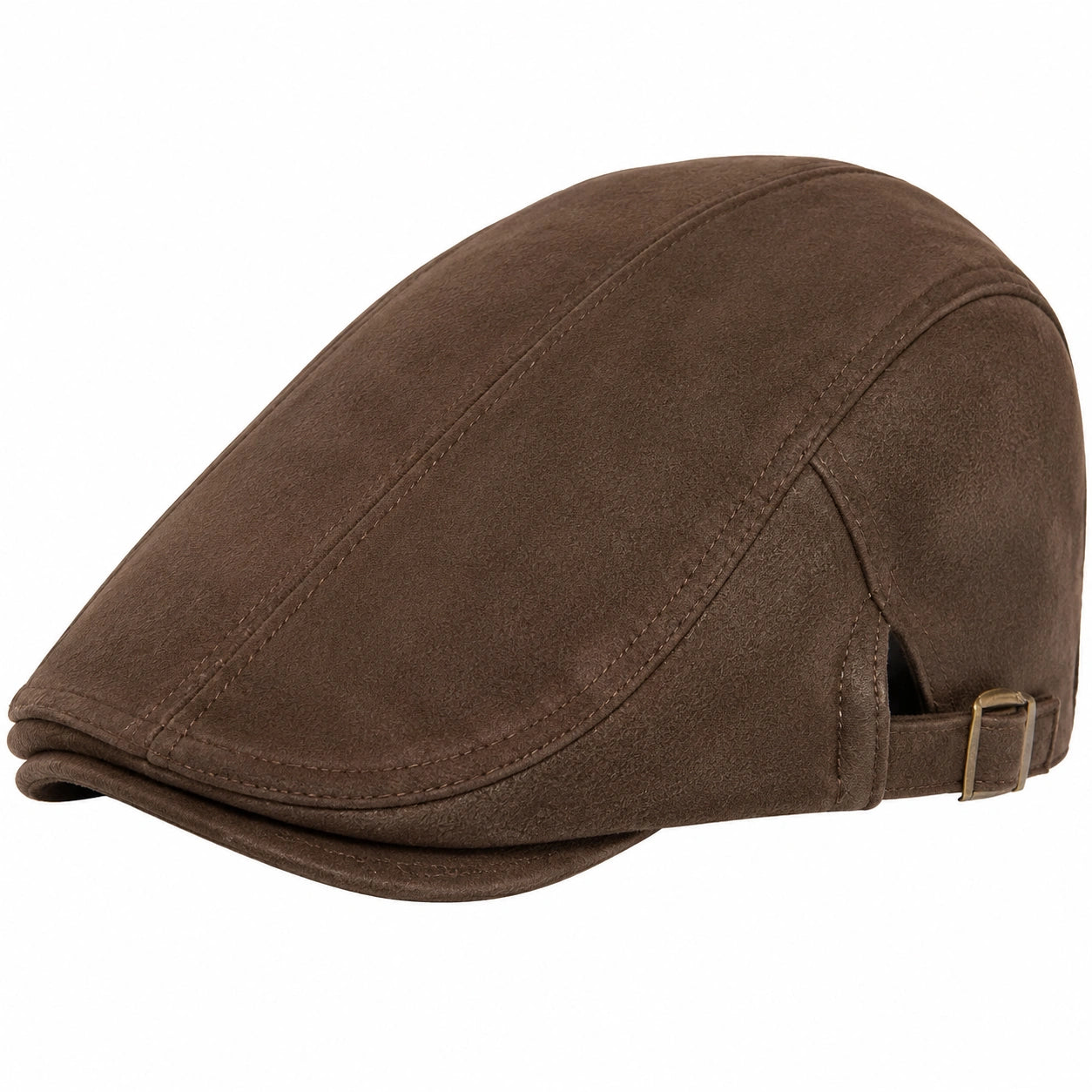 Casquette plate taille unique effet suédine marron avec boucle réglable style classique