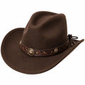 Chapeau cowboy taille unique en feutre brun avec bande décorative style western