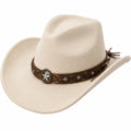 Chapeau cowboy taille unique en suédine beige avec bande marron style western