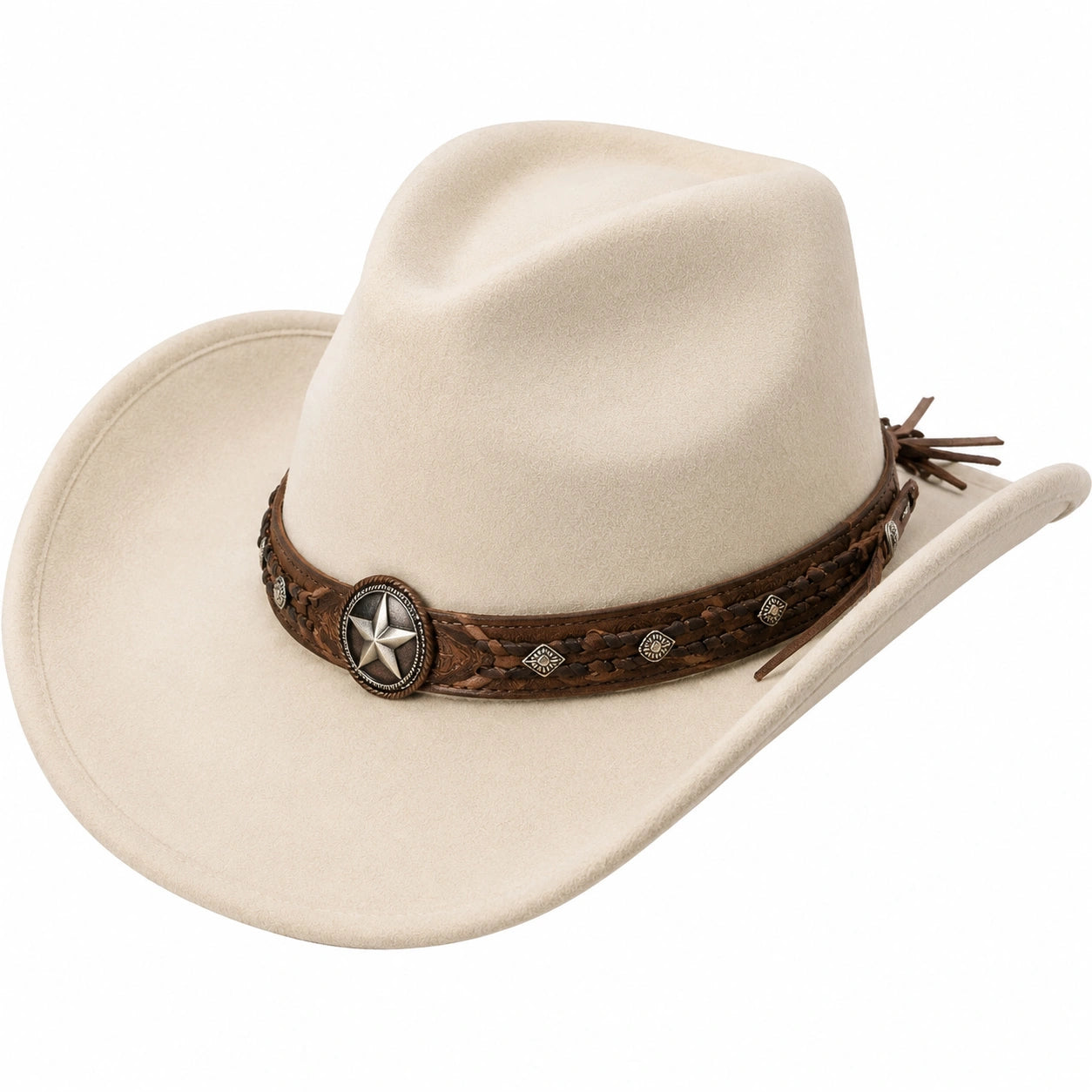 Chapeau cowboy taille unique en suédine beige avec bande marron style western