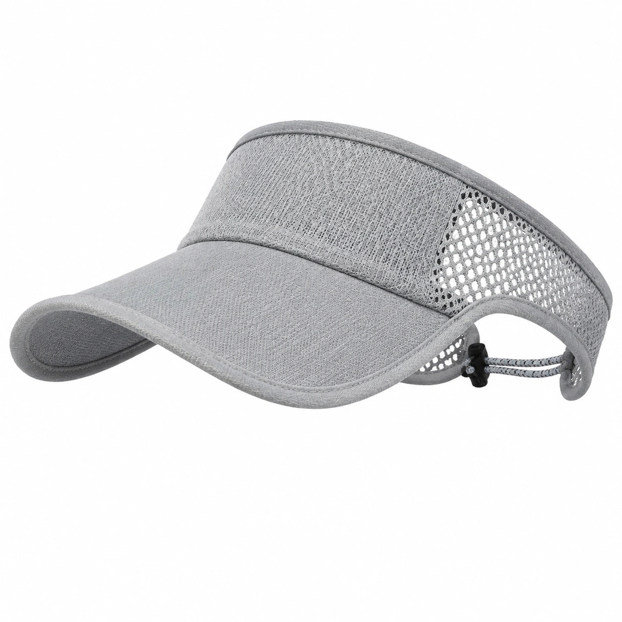 Visière de sport taille unique en tissu gris avec maille aérée réglable