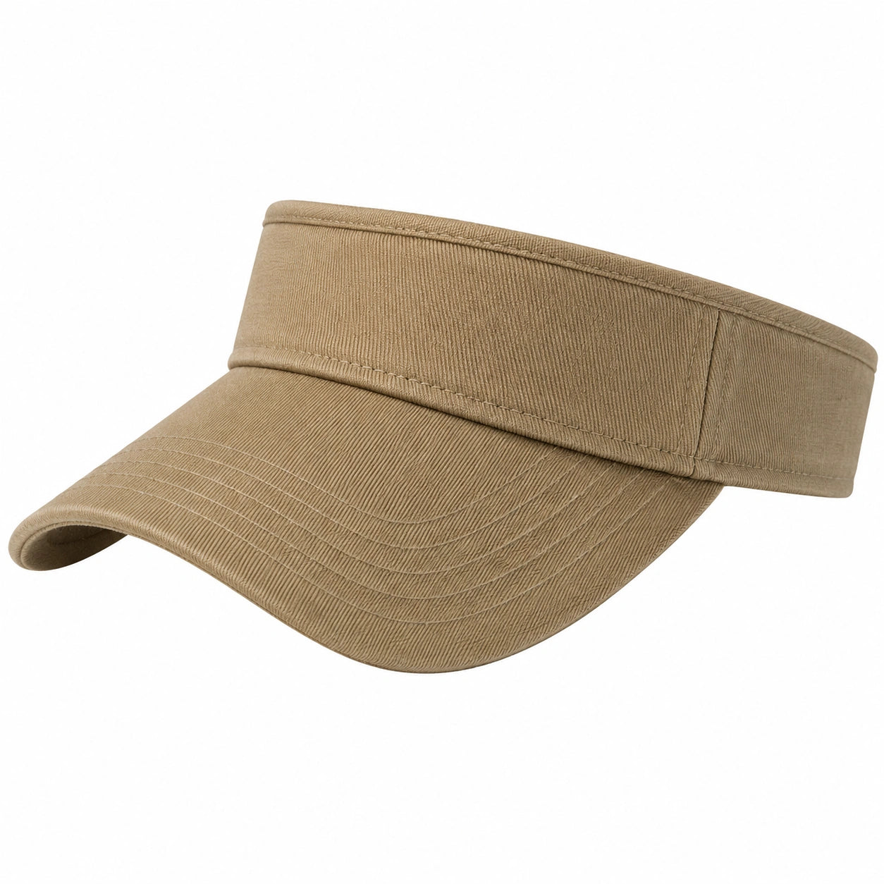 Visière Taille Unique en Tissu Côtelé Beige pour Protection Solaire Style Décontracté