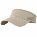 Visière de sport taille unique en tissu beige avec panneaux en maille respirante